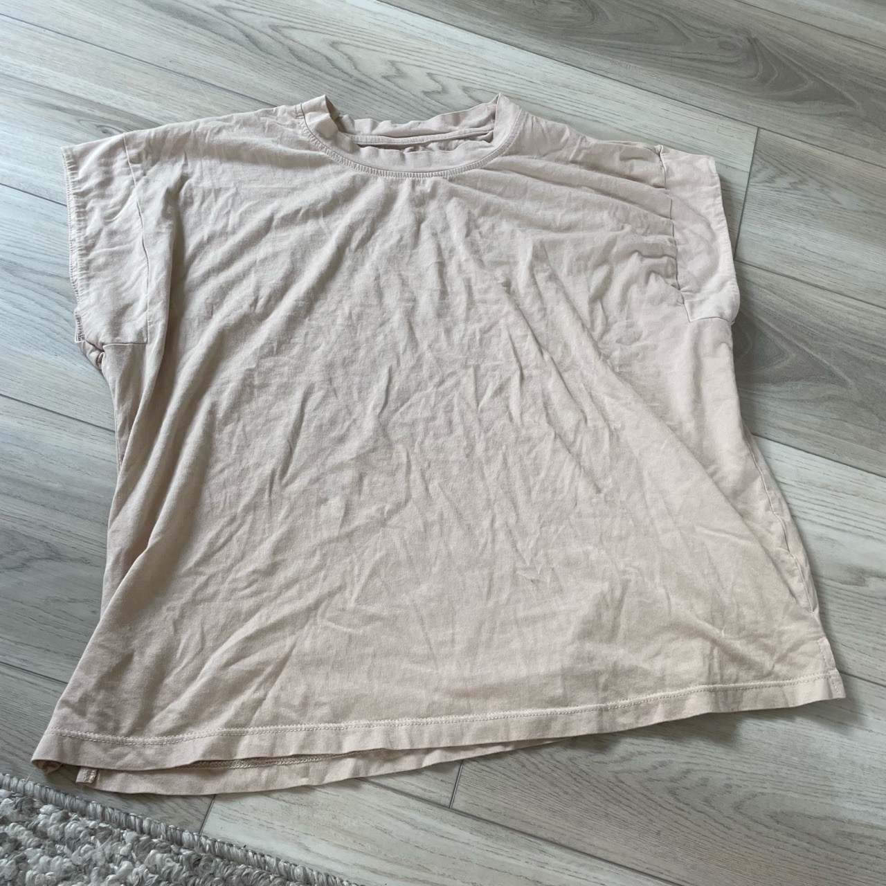 Dip Womens Tan Cap Sleeve Loose Short Sleeves Round Neck Plain Tshirt Size Xl